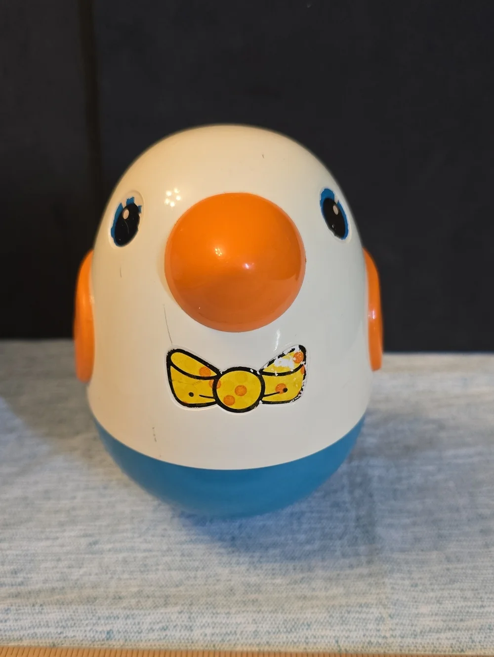 Playskool Orange & Blue Roly Poly Chime Bird 1980s Baby Toy Retro